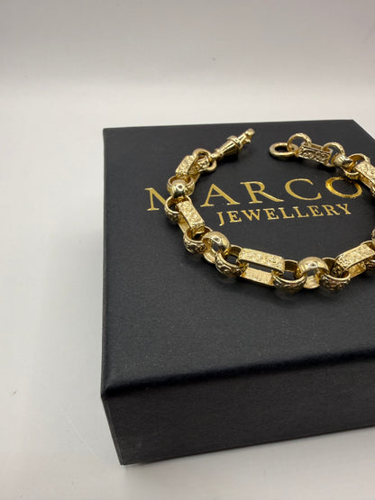 9ct Gold Gypsy Bracelet 7.5" 8mm 19.06g