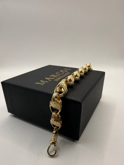 9ct Gold Tulip Bracelet 8.7" 11mm 37.9g