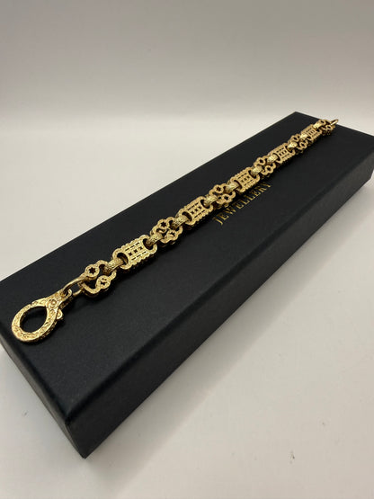 9ct Gold Stars & Bars Bracelet 8.25" 10mm 27.3g