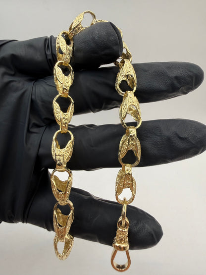 9ct Gold Tulip Bracelet 9.4" 8/9mm 22.08g