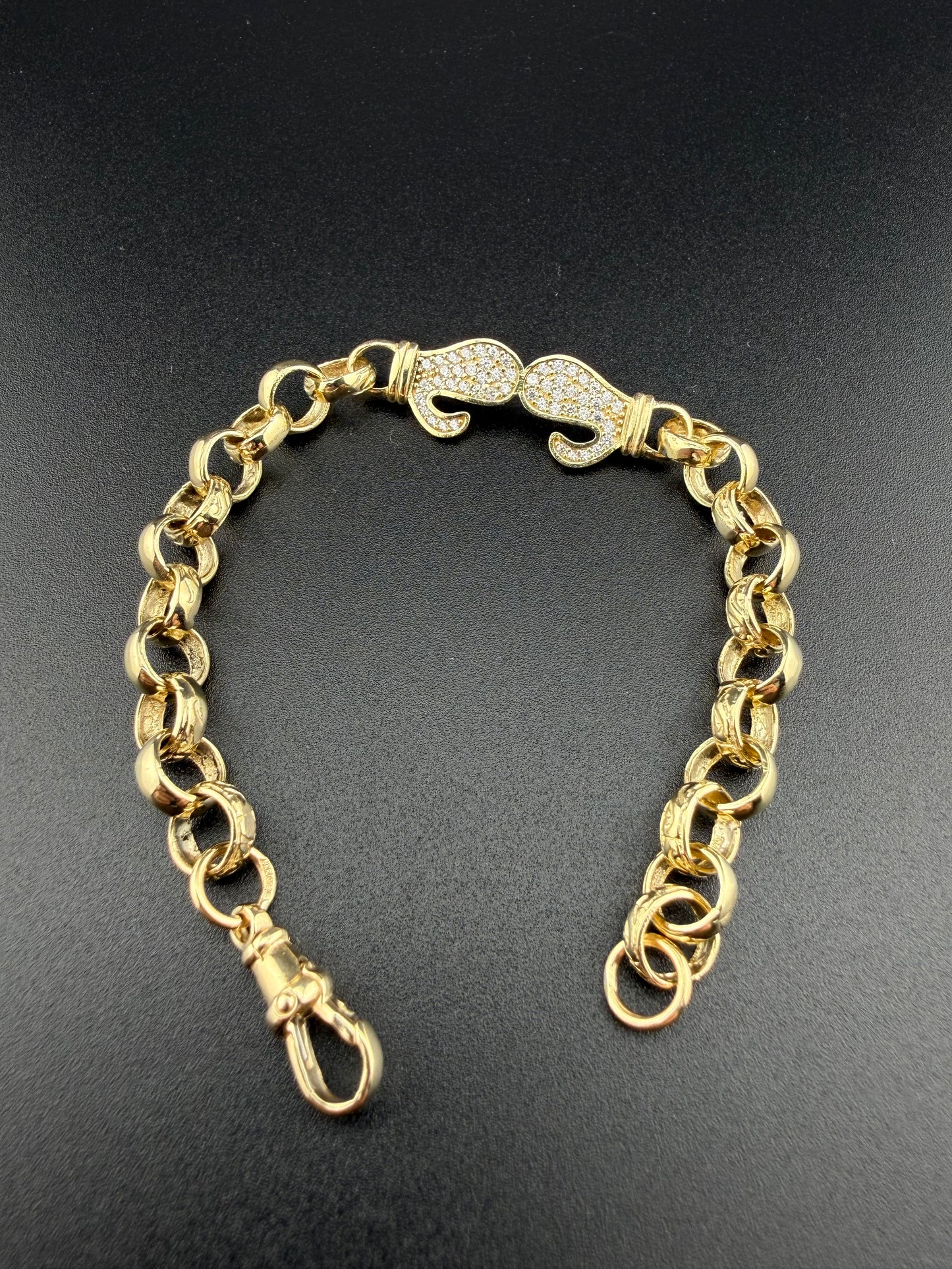 9ct Gold Children's Boxing Glove Belcher Bracelet 6.9" 7mm 11.37g
