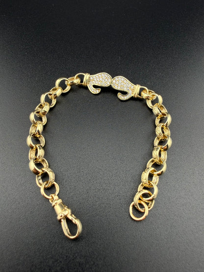 9ct Gold Children's Boxing Glove Belcher Bracelet 6.9" 7mm 11.37g
