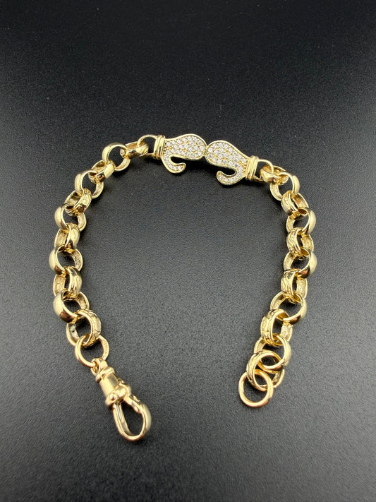 9ct Gold Children's Boxing Glove Belcher Bracelet 6.9" 7mm 11.37g