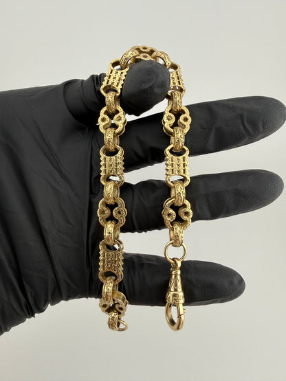 9ct Gold Stars Bars Belcher Bracelet 9.5" 11mm 23.71g