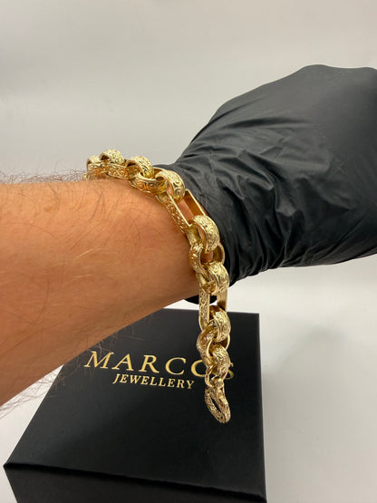9ct Gold Gypsy Link Bracelet 8" 11mm 29.67g