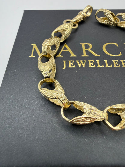 9ct Gold Tulip Bracelet 8.2" 8mm 19g