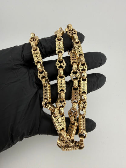 9ct Gold Stars & Bars Chain 25.75" 10mm 78.6g