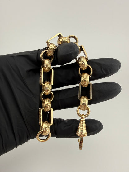 9ct Gold Gypsy Bracelet 8.75" 10/11mm 58.63g