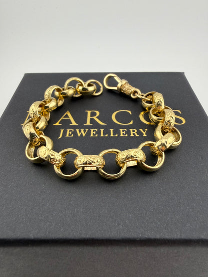 9ct Gold Belcher Bracelet 7.7” 11mm 23g