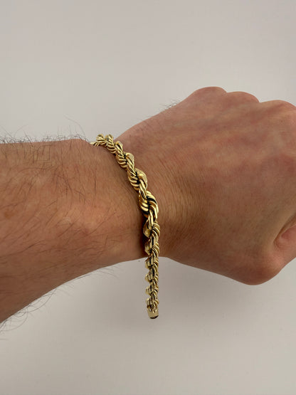 9ct Solid Gold Rope Bracelet 7.5" 7-8mm 26.1g