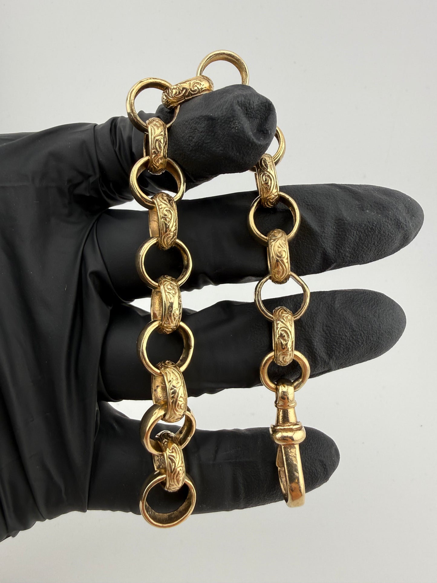 9ct Gold Belcher Bracelet 8.1" 12mm 27.9g