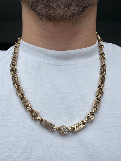 9ct Gold Stars & Bars Chain 25.75" 10mm 78.6g
