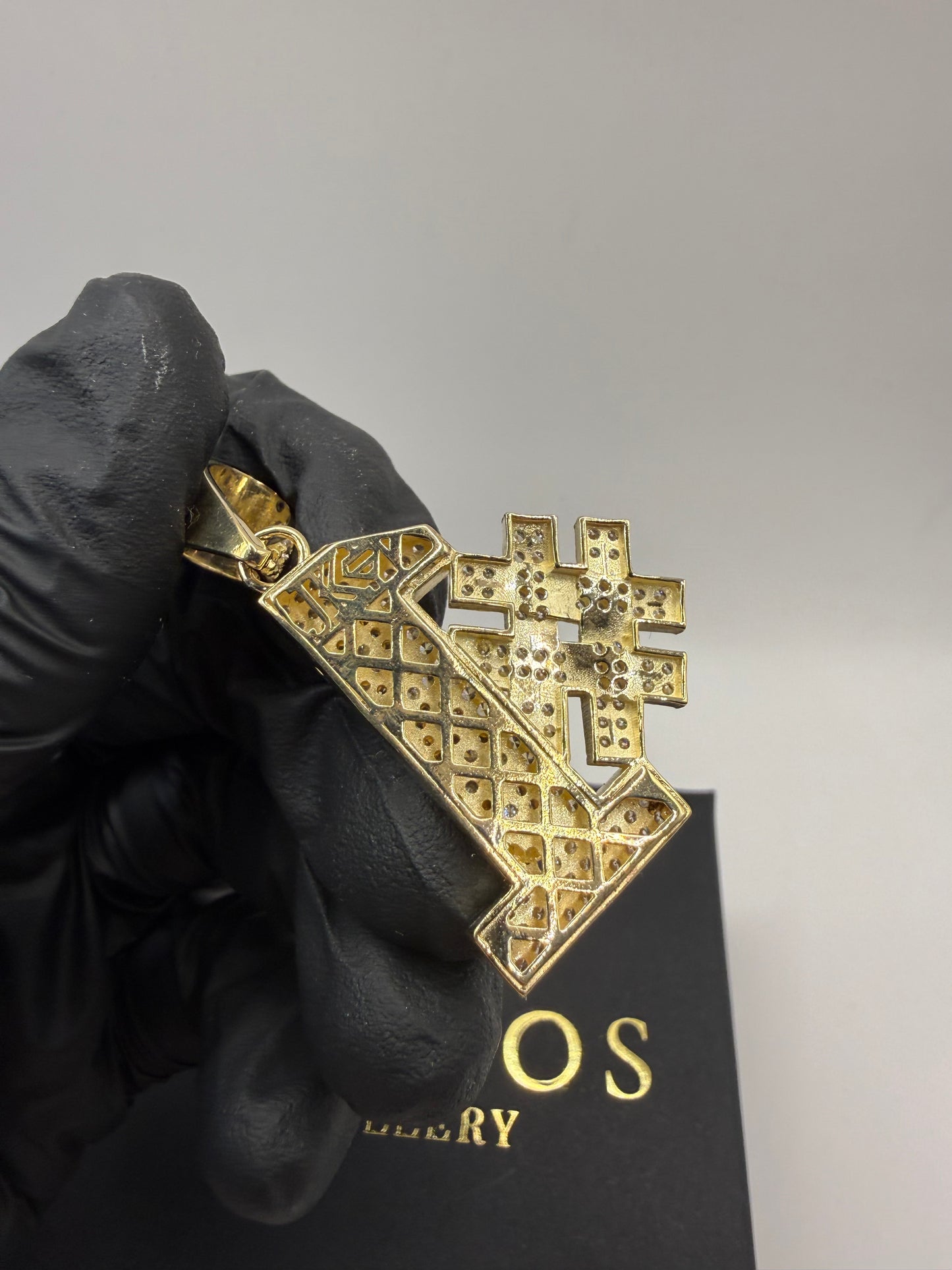 9ct Gold Stone Set Number 1 Dad Pendant 2" 28mm 7mm bale 11.2g