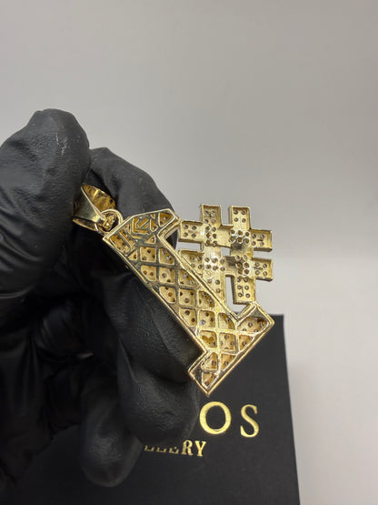 9ct Gold Stone Set Number 1 Dad Pendant 2" 28mm 7mm bale 11.2g