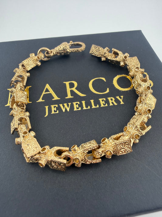 9ct Gold Lego Bracelet 7.9" 8mm 23.5g