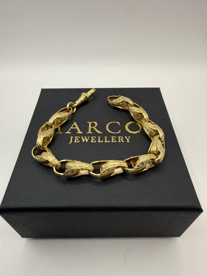 9ct Gold Tulip Bracelet 8.75" 9mm 26.6g