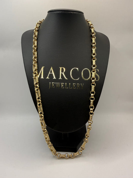 9ct Gold Belcher Gypsy Link Chain 27” 8mm 72.5g