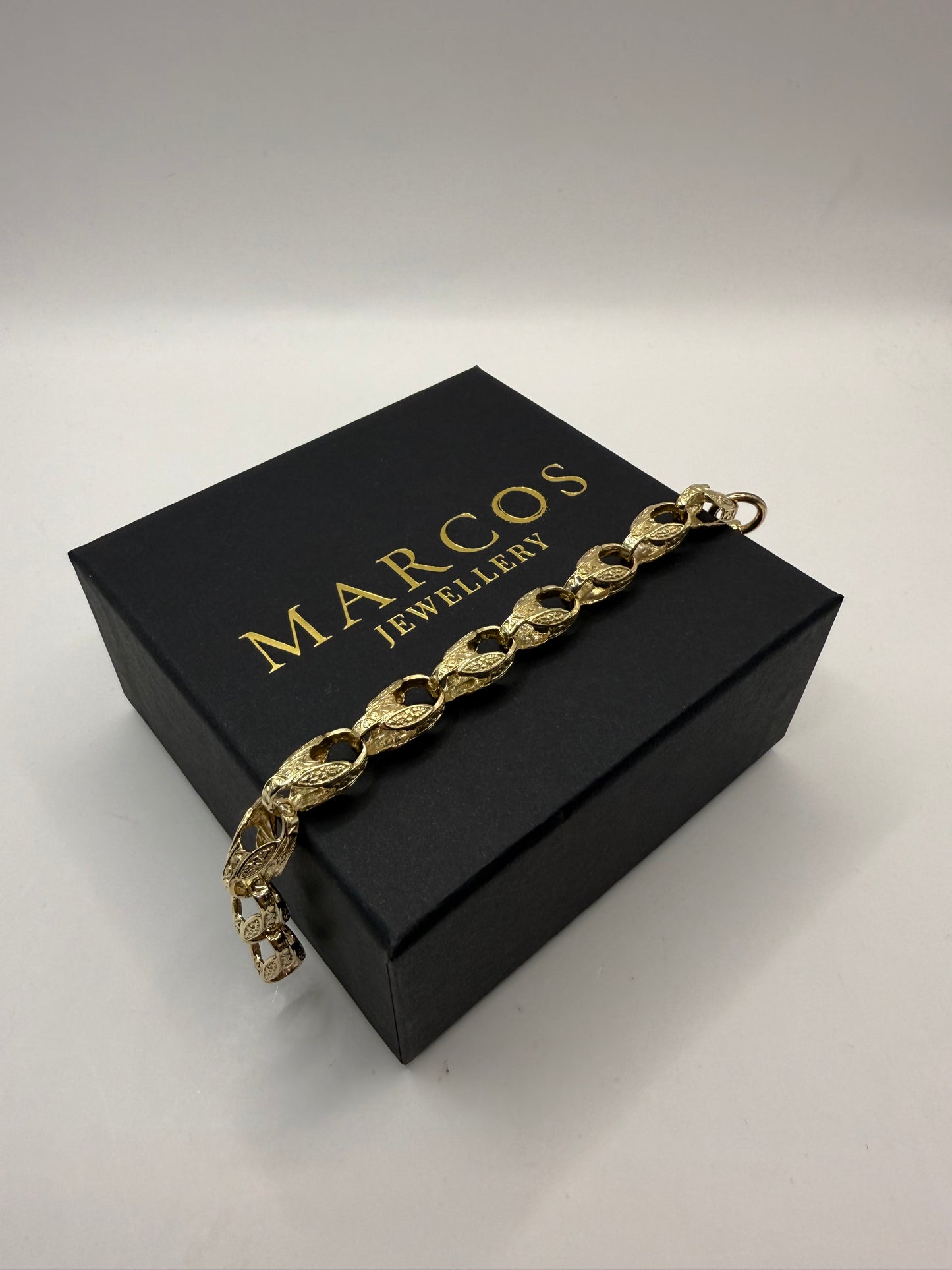 9ct Gold Tulip Bracelet 7" 8mm 17.3g