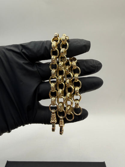 9ct Gold Belcher Bracelet 8.5" 10-11mm 24.3g