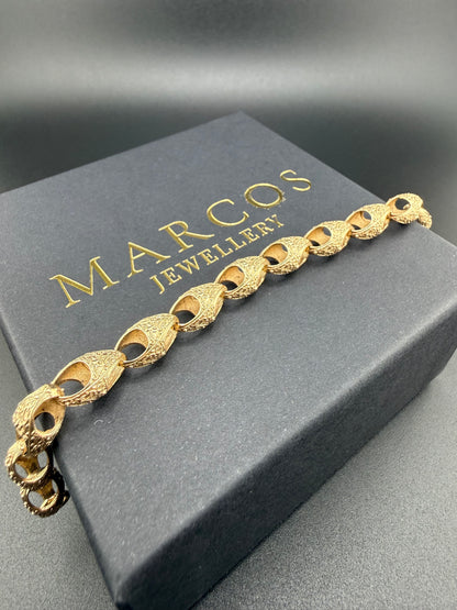 9ct Gold Acorn Bracelet 7" 8mm 12.49g