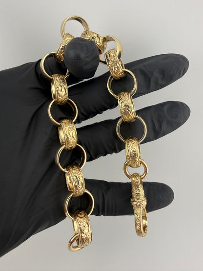 9ct Gold Belcher Bracelet 10.2" (fits 9" due to thickness) 16.5mm 63.6g