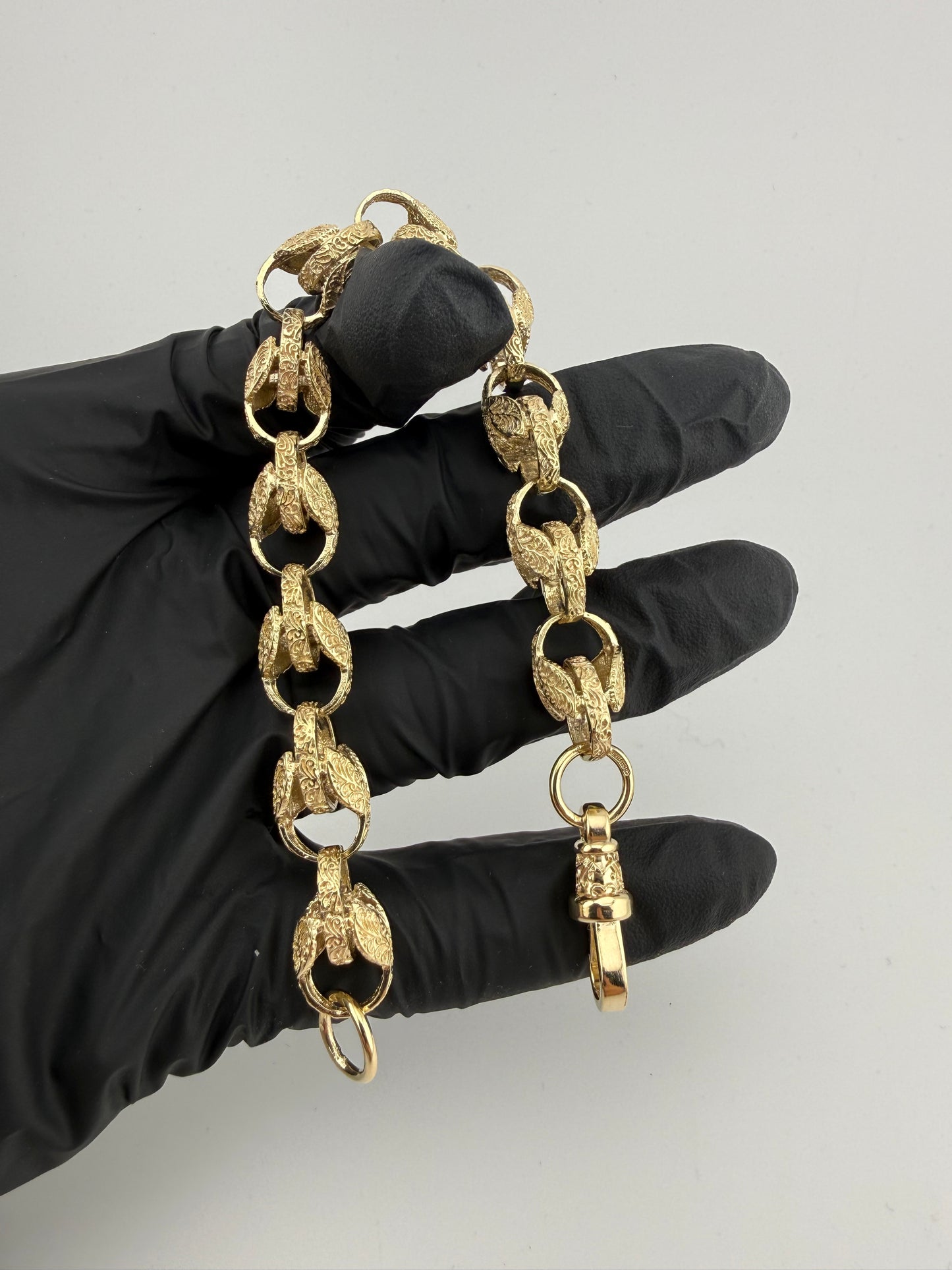 9ct Gold Tulip Bracelet 8.5" 11mm 27.84g