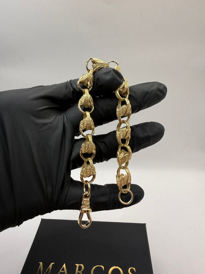 9ct Gold Tulip Bracelet 9" 11mm 34.4g