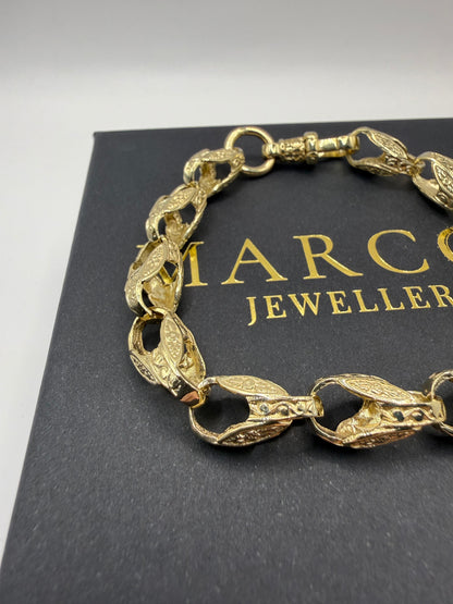 9ct Gold Tulip Bracelet 8.25" 8mm 20.4g