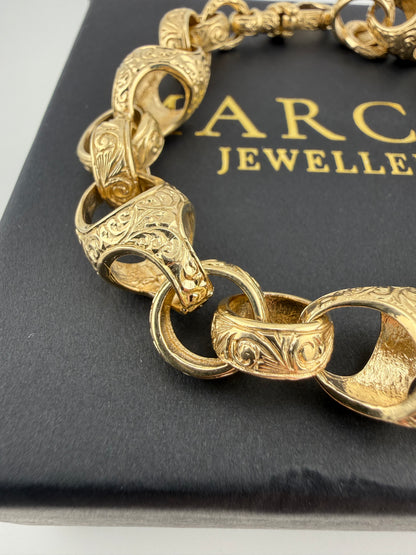 9ct Gold Acorn Belcher Bracelet 9.7" 13mm 40.8g