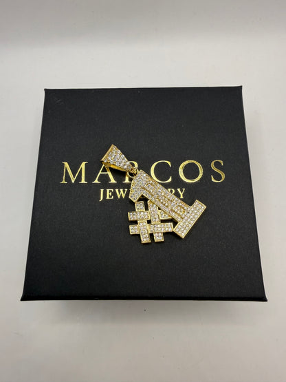 9ct Gold Stone Set Number 1 Dad Pendant 2" 28mm 7mm bale 11.2g