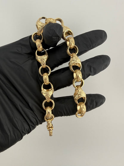 9ct Gold Acorn Belcher Bracelet 9.7" 13mm 40.8g