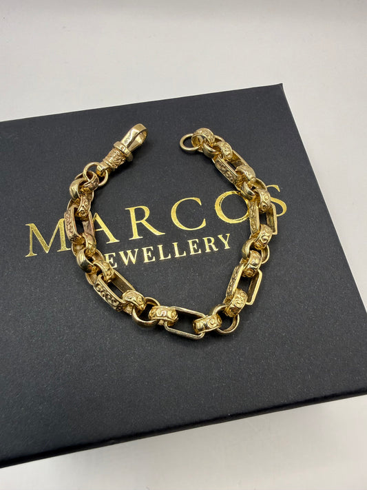 9ct Gold Gypsy Bracelet 6.75" 7.5mm 17.8g