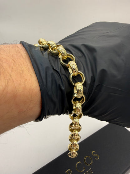 9ct Gold Belcher Bracelet 9.65" 11mm 28.67g