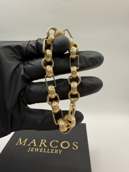 9ct Gold Gypsy Link Bracelet 8" 11mm 29.67g