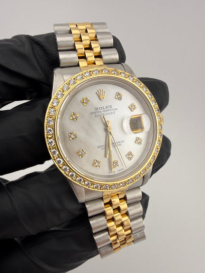 Rolex Datejust 36mm 16233 Year 1989 Pearl Diamond Dot Dial