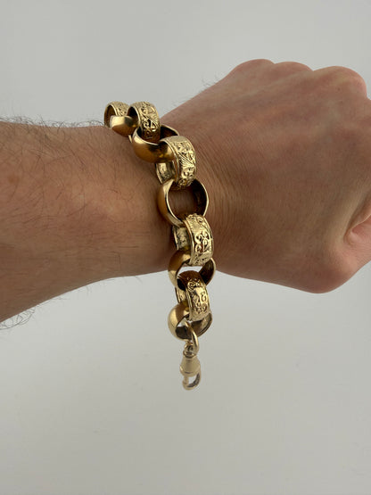9ct Gold Belcher Bracelet 9" 18mm 66g