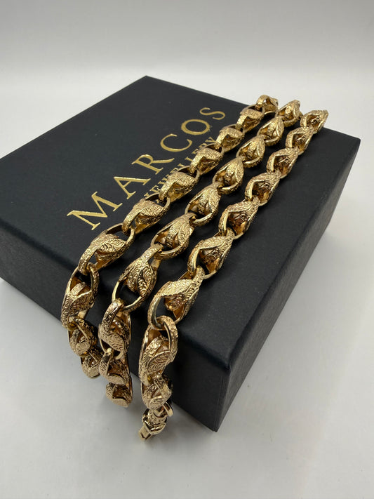 9ct Gold Tulip Bracelet 7.4" 8mm 23.6g