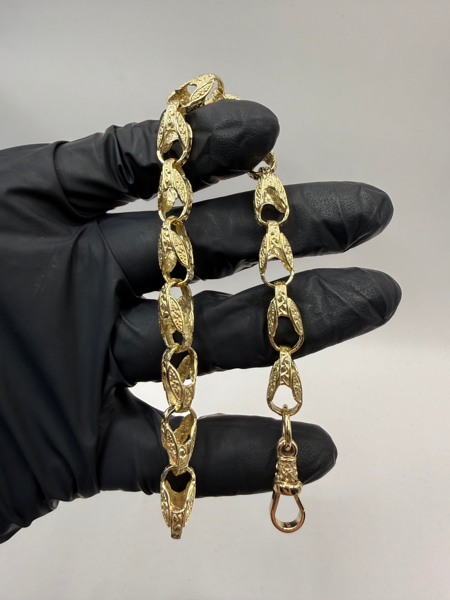 9ct Gold Tulip Bracelet 9.25" 8/9mm 22.21g