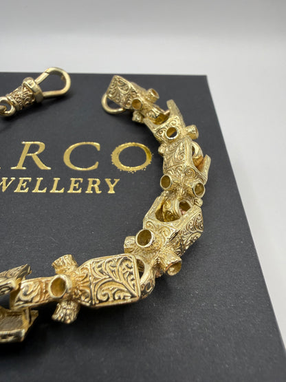 9ct Gold Lego Bracelet 8.8" 12mm 44.14g