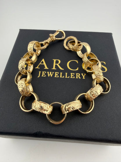 9ct Gold Belcher Bracelet 8.5" 13.5mm 32.9g