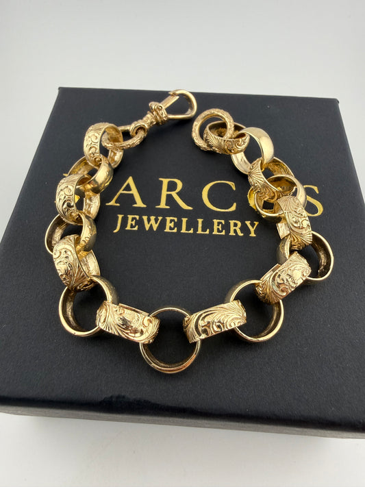 9ct Gold Belcher Bracelet 8.5" 13.5mm 32.9g