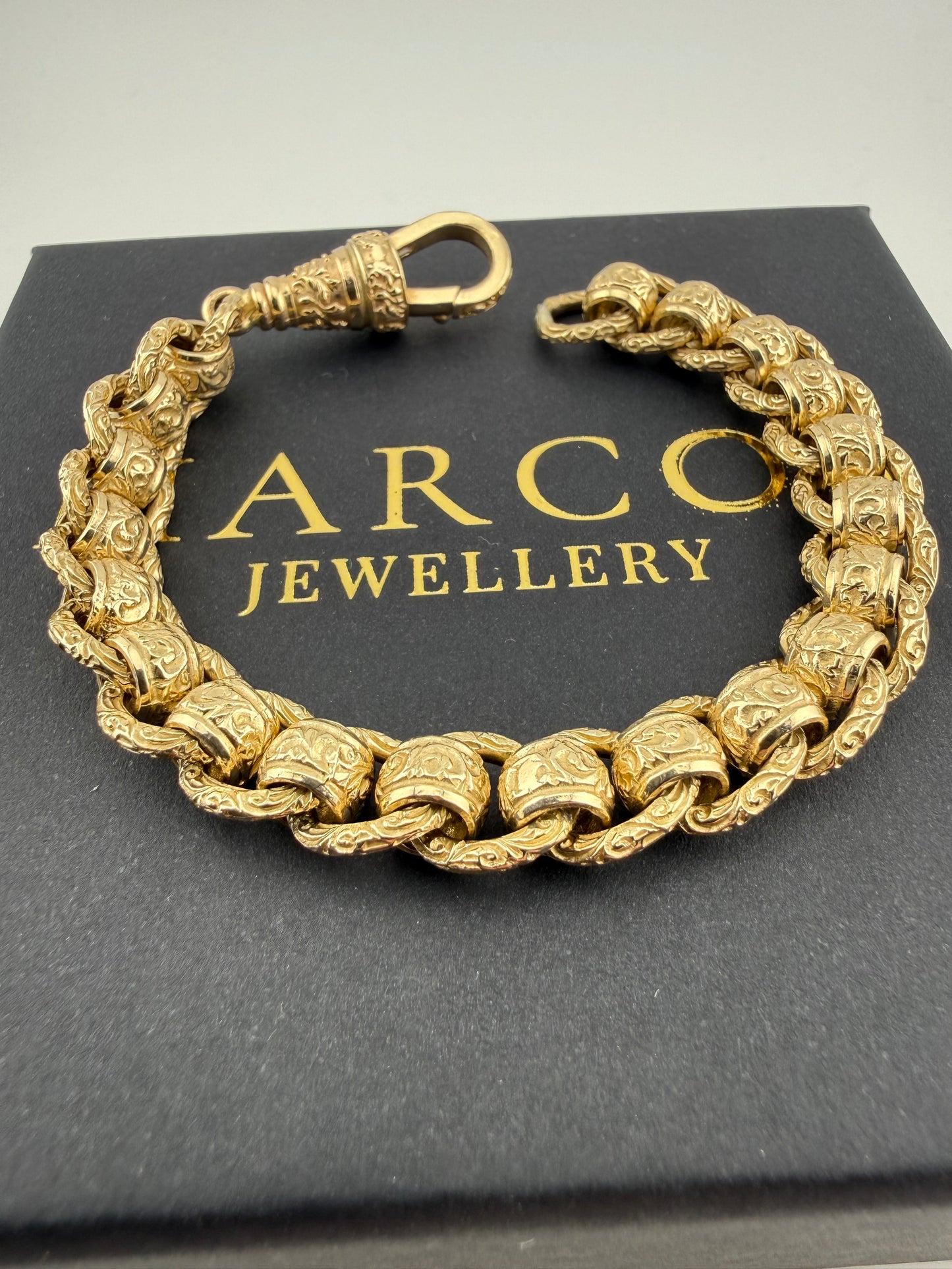 9ct Gold Roller Ball Bracelet 7.65" 10mm 41.2g