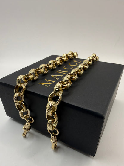 9ct Gold Belcher Bracelet 8.5" 10-11mm 24.3g