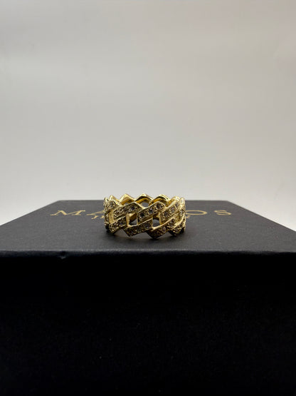 9ct Gold Stone Set Cuban Ring 9g