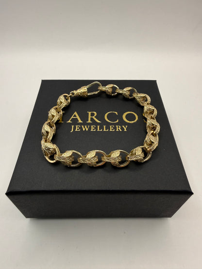 9ct Gold Tulip Bracelet 9" 10mm 30.1g