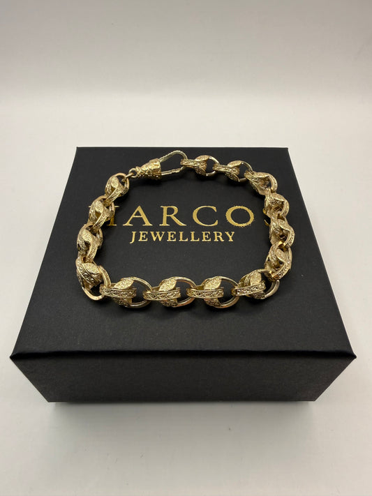 9ct Gold Tulip Bracelet 9" 10mm 30.1g