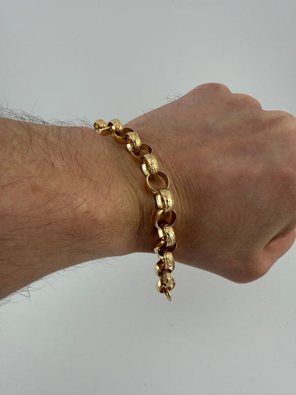 9ct Gold Belcher Bracelet 7.75" 10mm 17.11g