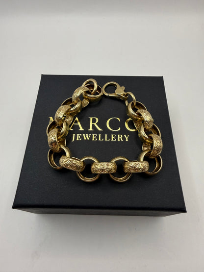 9ct Gold Belcher Bracelet 9" 16mm 43.63g