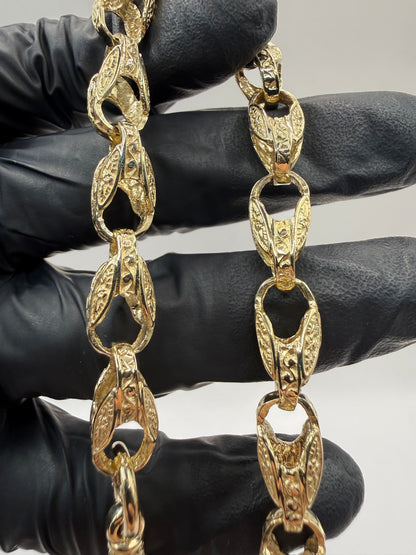 9ct Gold Tulip Bracelet 8.6" 8mm 21.6g