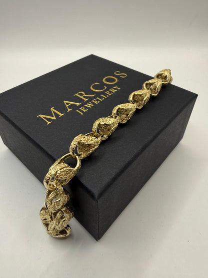 9ct Gold Tulip Bracelet 9.65" 11mm 35.2g